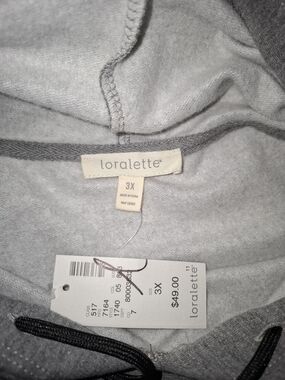 loralette Gray Pullover Hoodie with Black Drawstrings